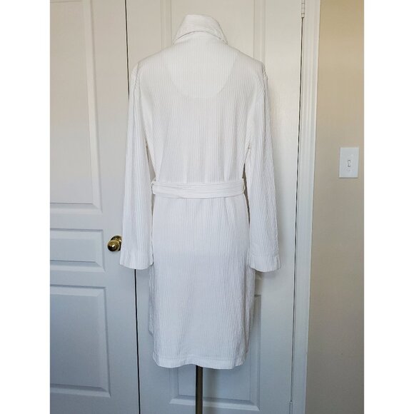 Lauren Ralph Lauren Premium Cotton Waffle Bath Robe in White Size M - Picture 2 of 4